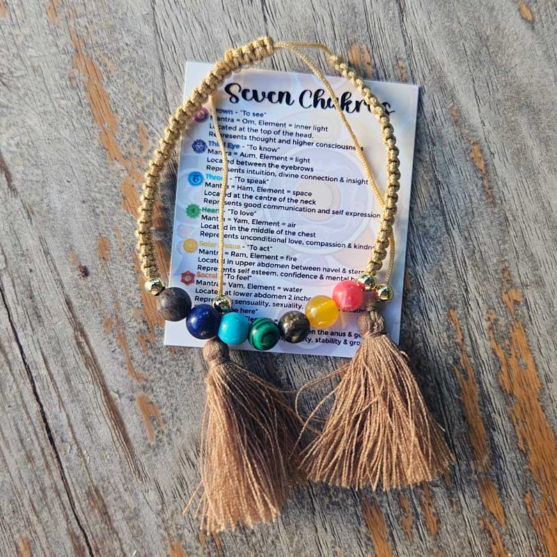 7 Chakra Natural Stone Beaded Adjustable Bracelet