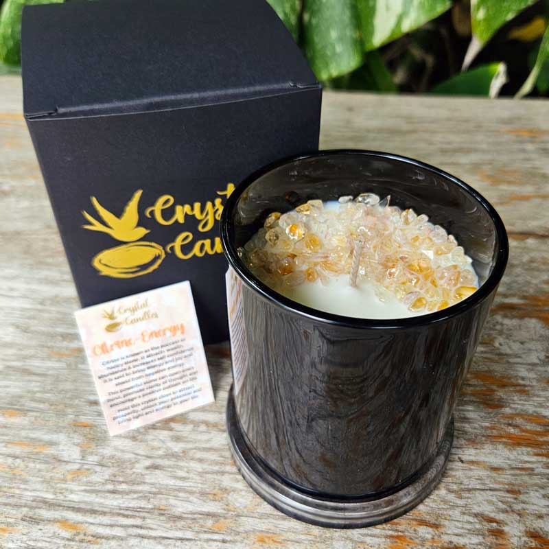 Citrine Crystal Soy Candle - Fresh Citrus & Berries Large 320g