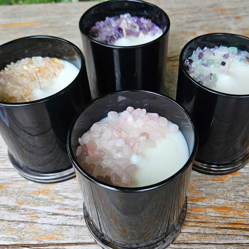 Amethyst Crystal Soy Candle - Sandalwood Large 320g