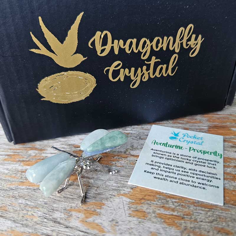 Dragonfly Crystal - Aventurine Prosperity (Silver)