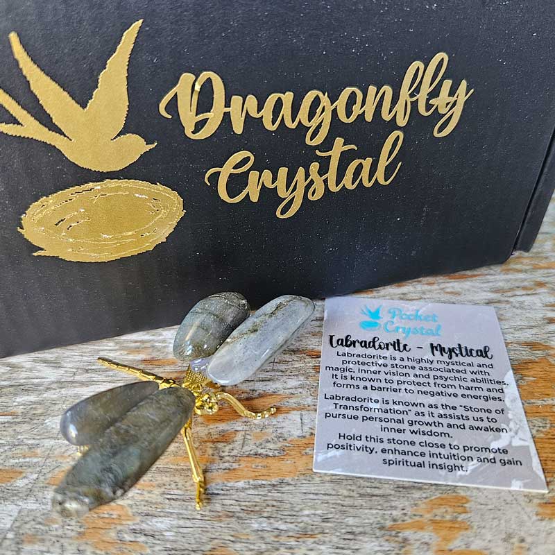 Dragonfly Crystal - Labradorite Mystical (Gold)