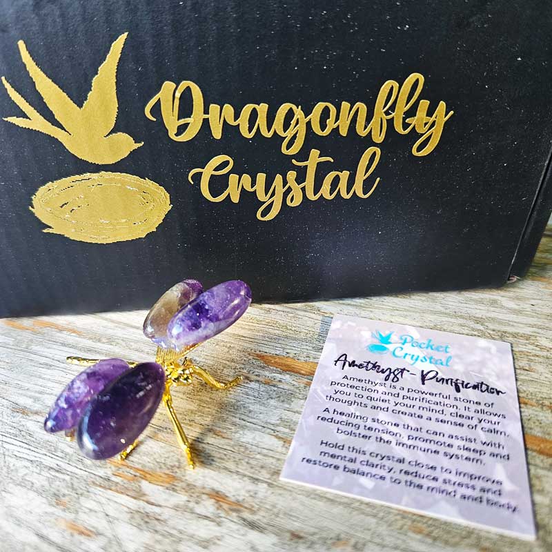 Dragonfly Crystal - Amethyst Purification (Gold)