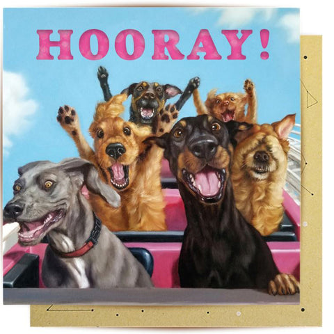 Hooray Rollercoaster Dogs Greeting Card
