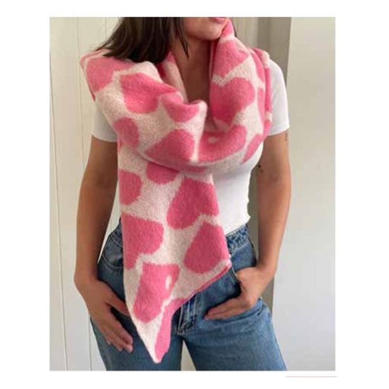 Love Heart Bubblegum Pink Winter Scarf