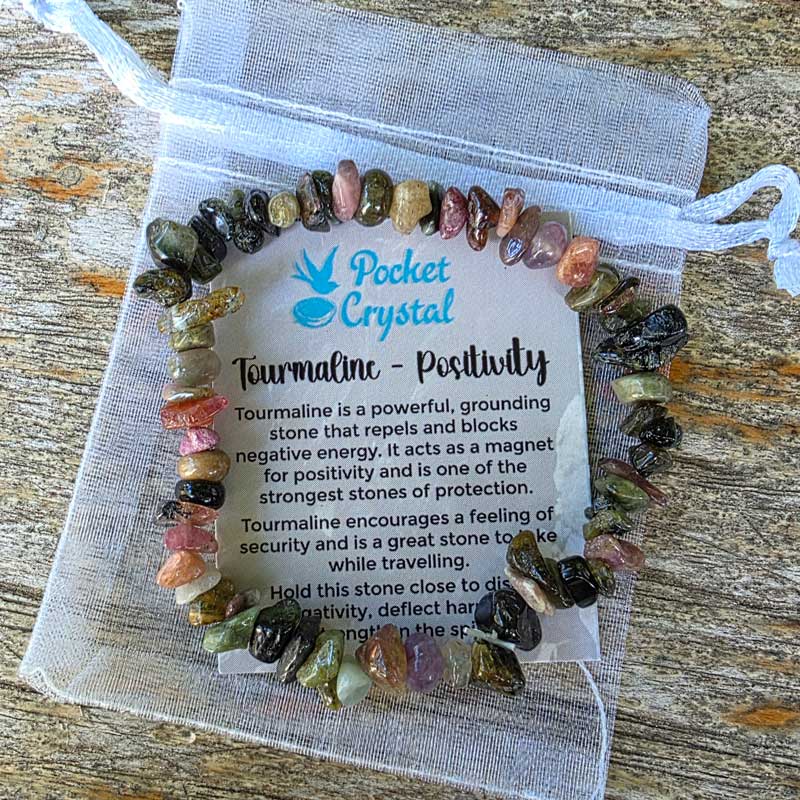 Multicolour Tourmaline Crystal Chip Stretch Bracelet