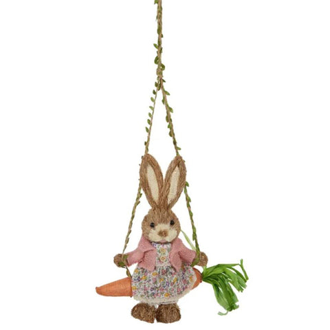Prue Straw Rabbit On Carrot Swing
