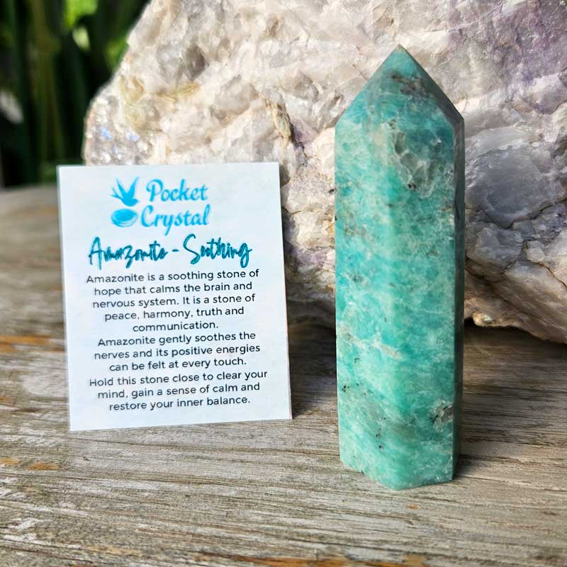 Amazonite Pocket Crystal Point Wand - Soothing