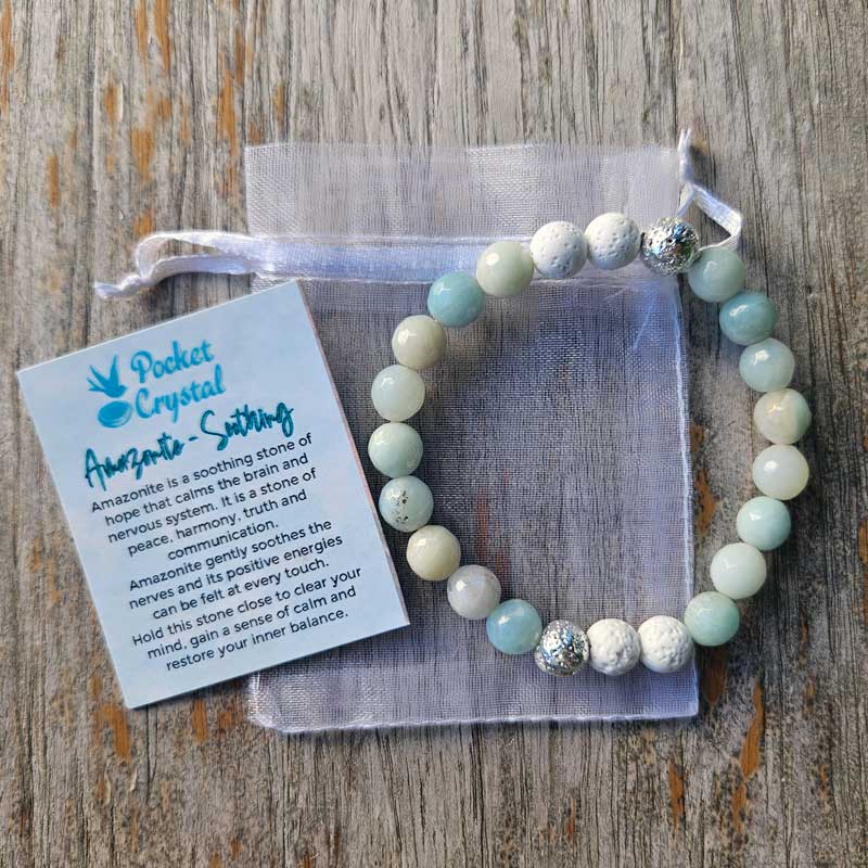 Amazonite Crystal Essential Oil Diffuser Stretch Bracelet