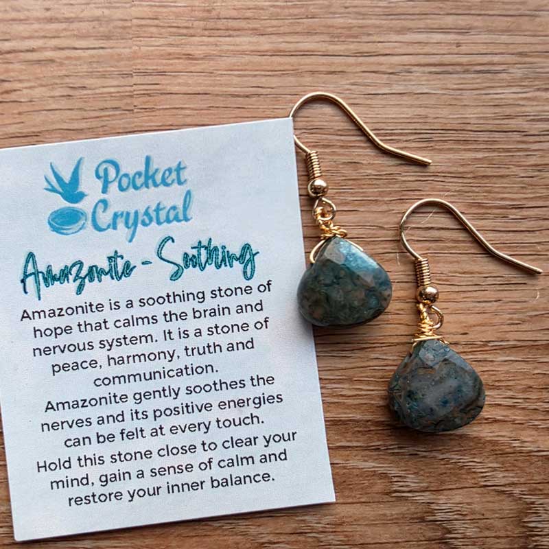 Amazonite Crystal Drop Earrings - Sterling Silver