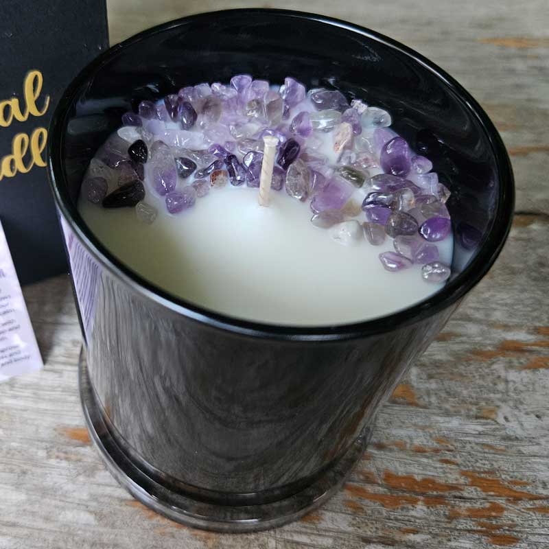Amethyst Crystal Soy Candle - Sandalwood Large 320g