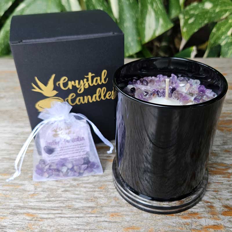 Amethyst Crystal Soy Candle - Sandalwood Large 320g