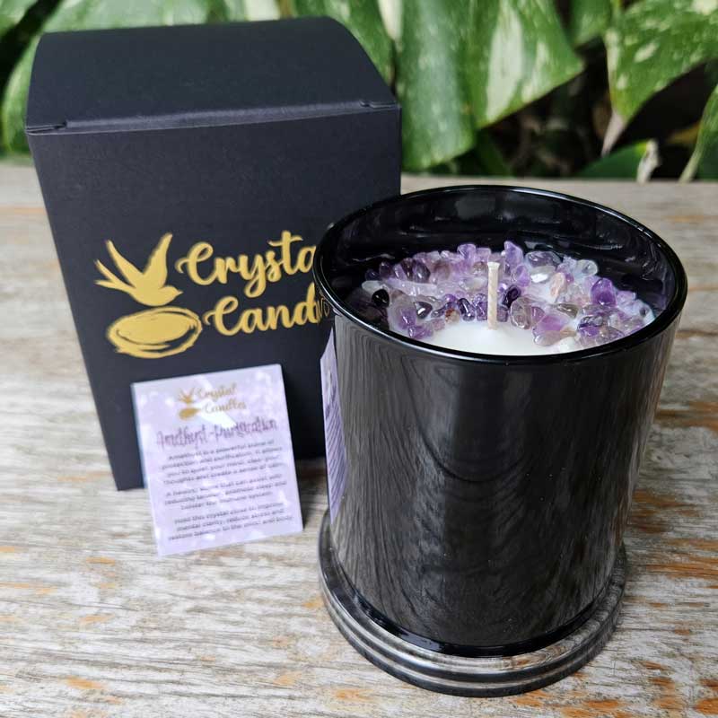 Amethyst Crystal Soy Candle - Sandalwood Large 320g
