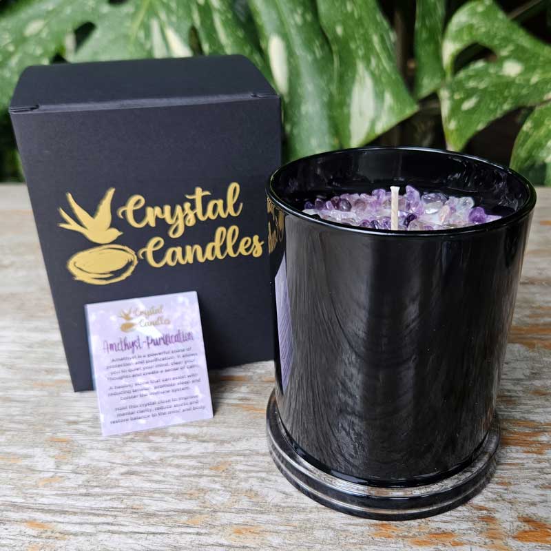 Amethyst Crystal Soy Candle - Sandalwood Large 320g