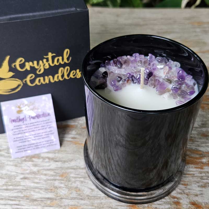 Amethyst Crystal Soy Candle - Sandalwood Large 320g