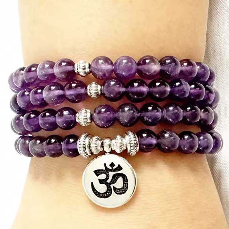 Amethyst Crystal Mala Bracelet