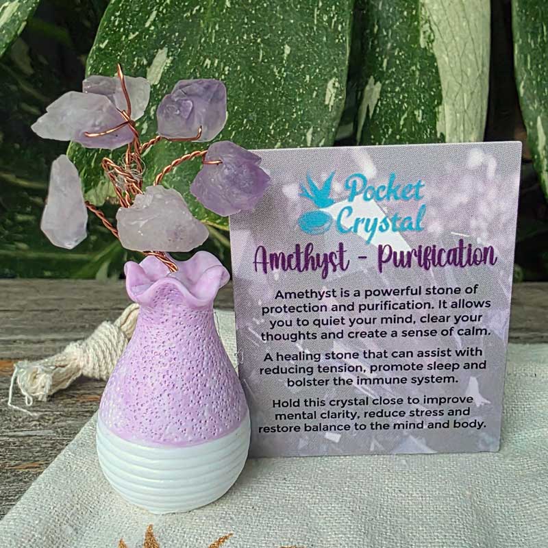 Amethyst Tumble Stone Mini Vase - Purification