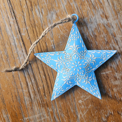 Blue Henna Star Ornament