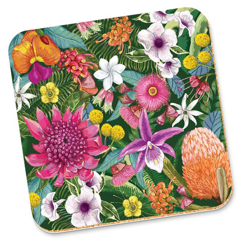 Australiana Flowers Cork Backed Coaster