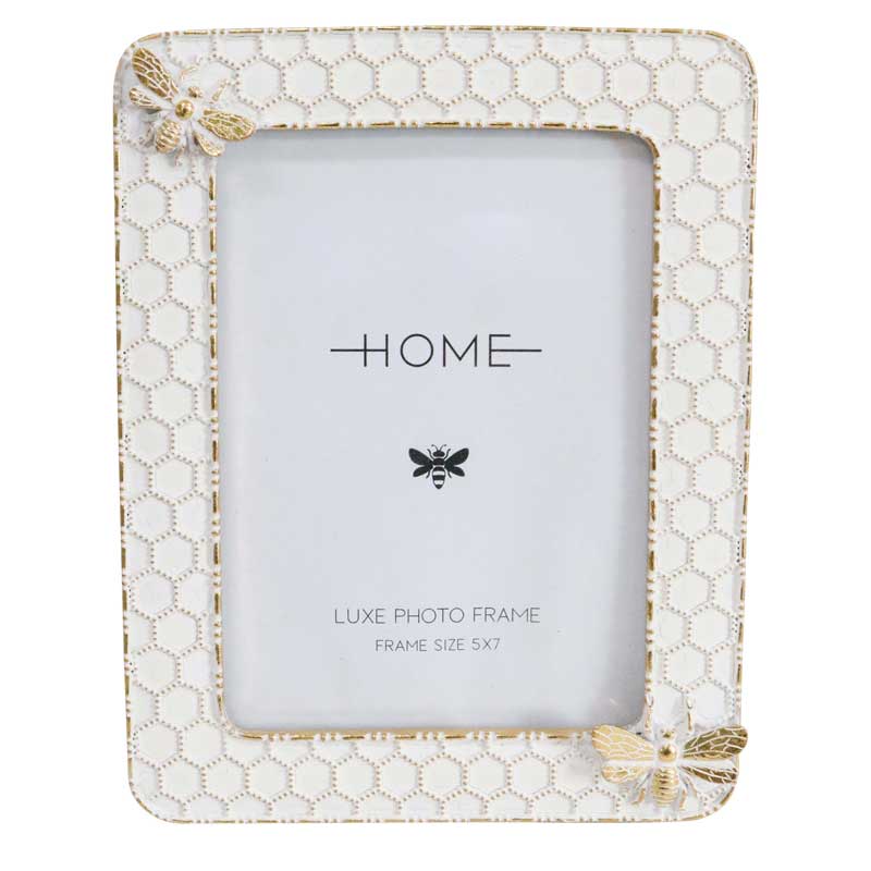 Bee Photo Frame White & Gold 5 x 7