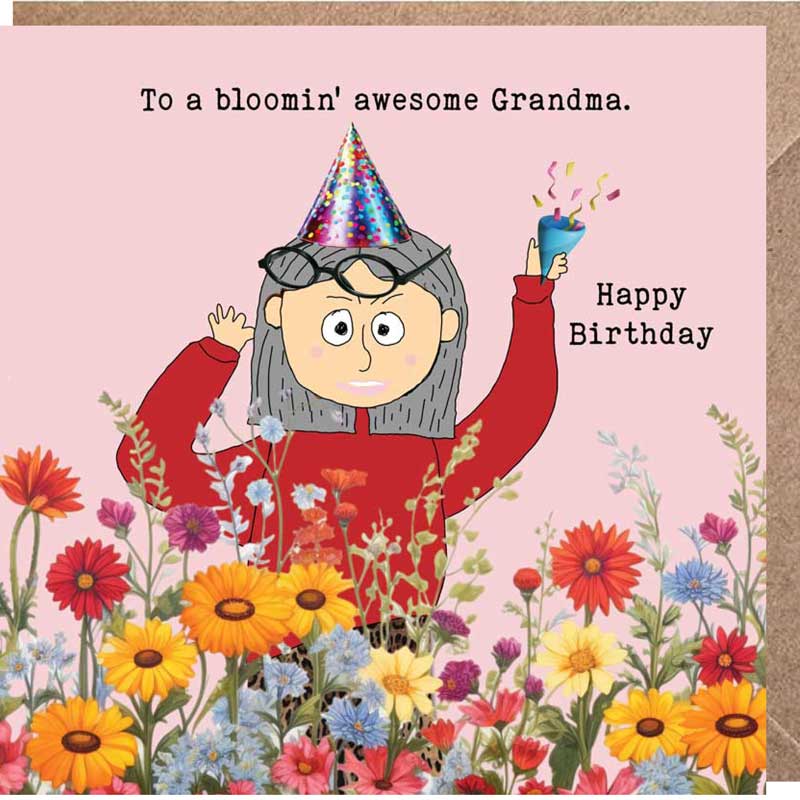 Lucy Loves Life Card - Bloomin' Awesome Grandma