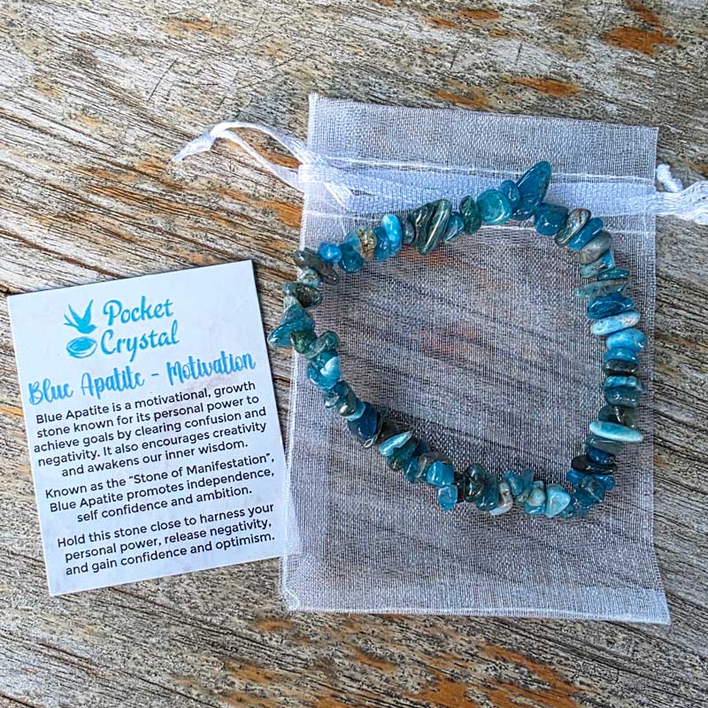 Blue Apatite Crystal Chip Stretch Bracelet