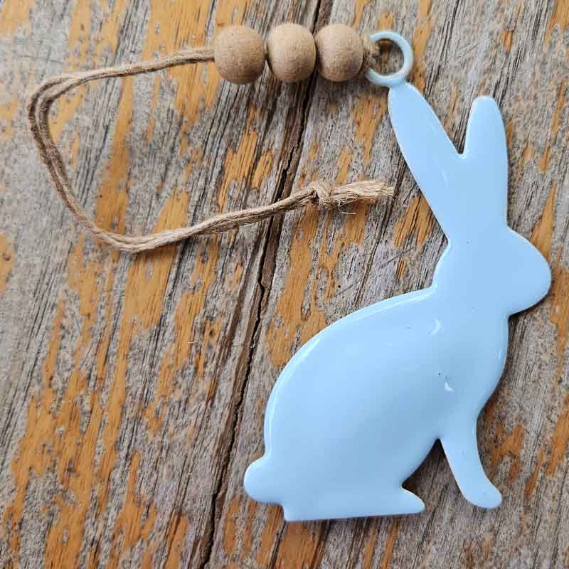 Hanging Metal Beaded Rabbit - Blue