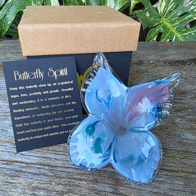 Glass Butterfly Spirit - Gift Boxed Blue