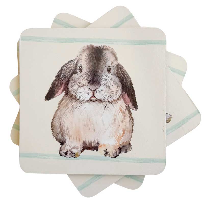 Bunny Rabbit Corked Backed Coaster Set of 4 - Giftboxed