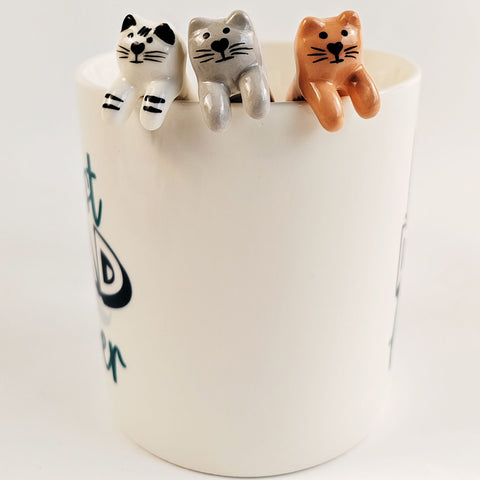 Cat Teaspoon Ceramic - Grey