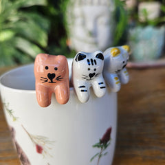Cat Teaspoon Ceramic - Brown