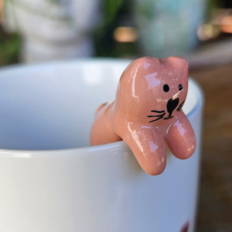 Cat Teaspoon Ceramic - Brown
