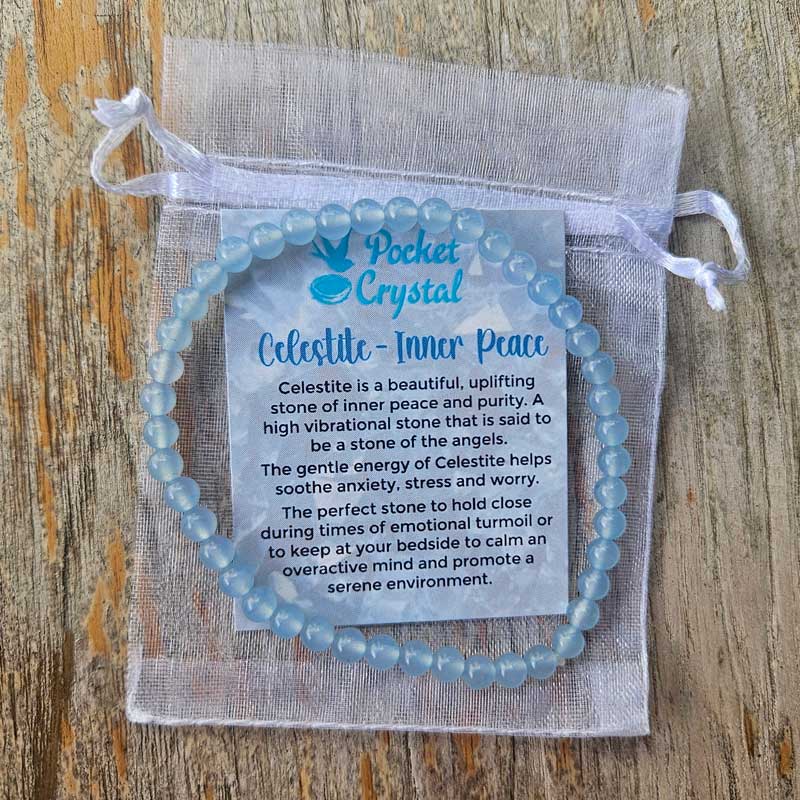 Celestite Crystal 4mm Stretch Bracelet