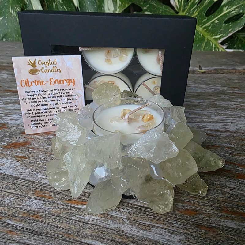 Citrine Crystal Tealight Candle Holder - Energy
