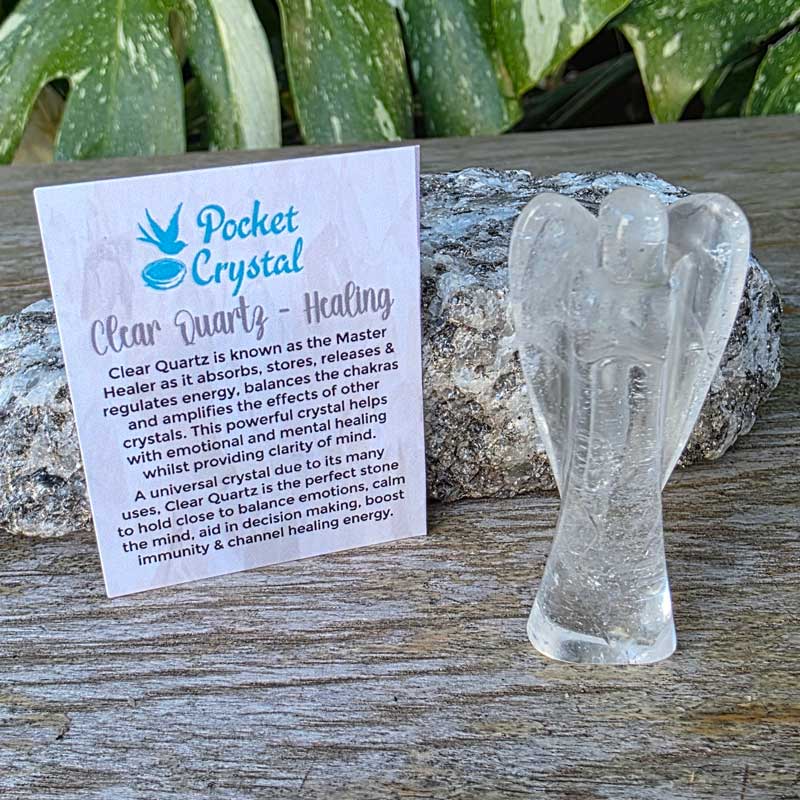 Clear Quartz Pocket Crystal Angel - Healing