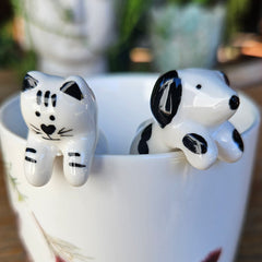 Dog Teaspoon Ceramic - Black And White