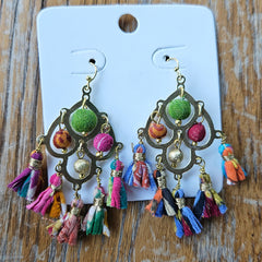 Recycled Fabric Tassel Handcrafted Earrings