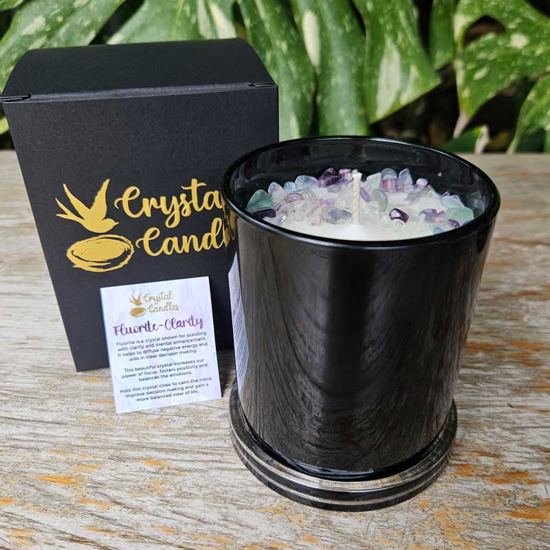 Fluorite Crystal Soy Candle - Coconut  Lime Large 320g