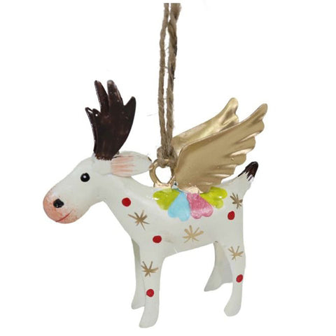 Flying Reindeer Handmade Metal Hanging Ornament