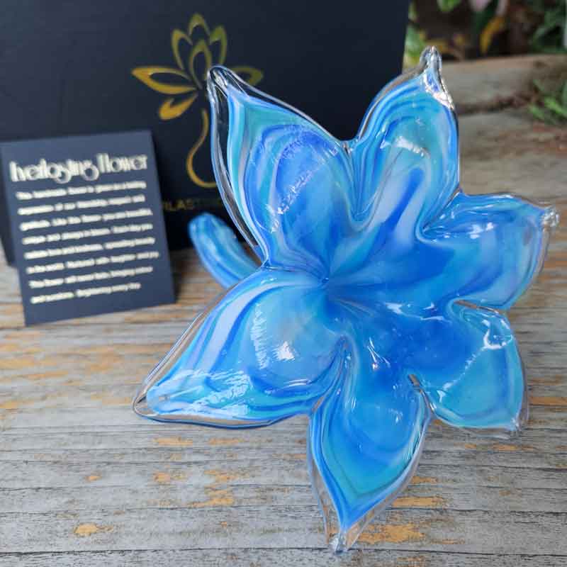 Extra Large Glass Everlasting Flower - Blue