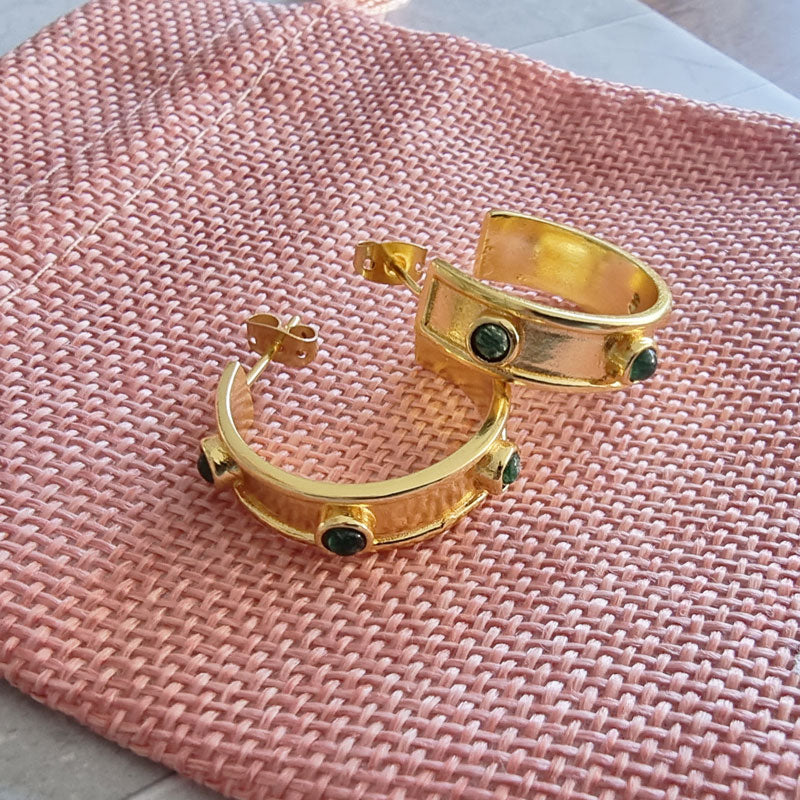 Zara Hoop Earrings - Emerald Green