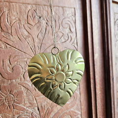 Gold Metal Hanging Heart Ornament
