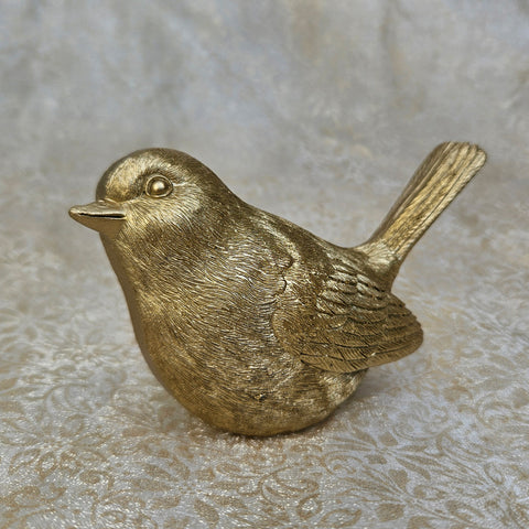 Gold Wren Bird Figurine - Large