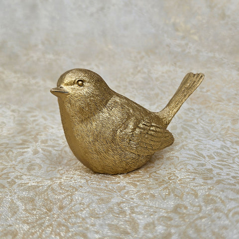 Gold Wren Bird Figurine - Small