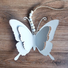 Hanging White Metal Butterfly