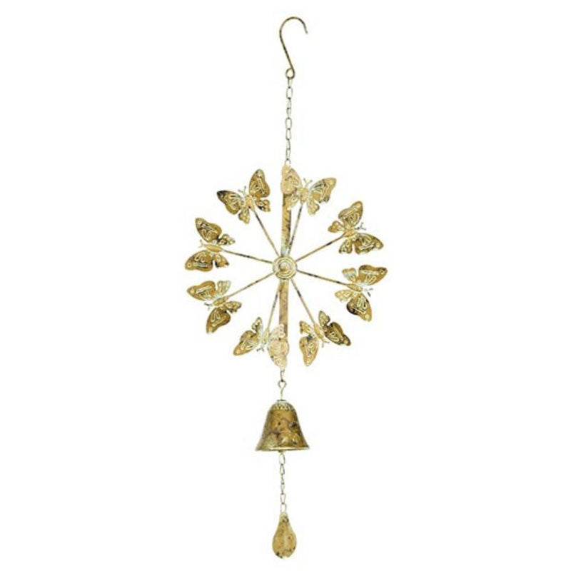 Hanging Carousel Chain With Bell  - Green Butterfly
