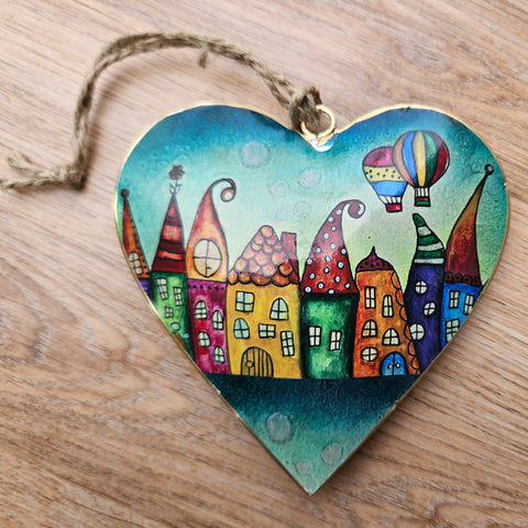 Colourful Metal Heart Ornament - House Design