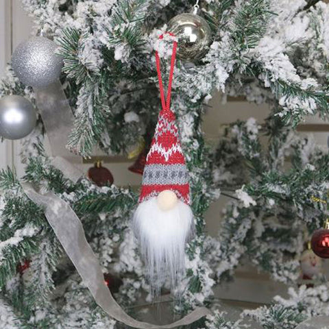 Hanging Gnome Christmas Ornament With Knit Hat