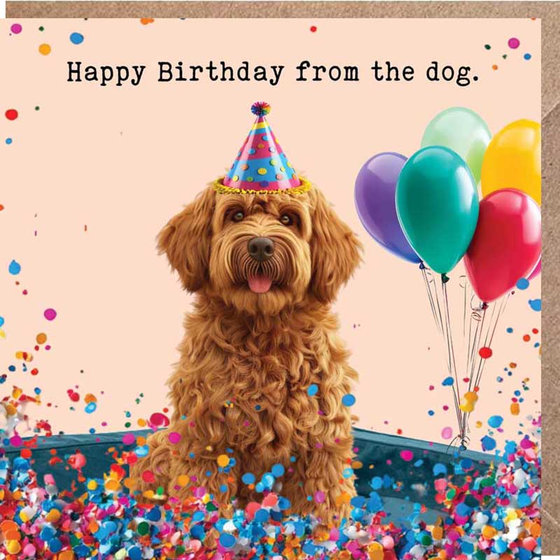 Lucy Loves Life Card - Happy Birthday From The Dog (Cavoodle)