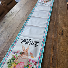 Easter Table Runner - Blue Check Bunny Design