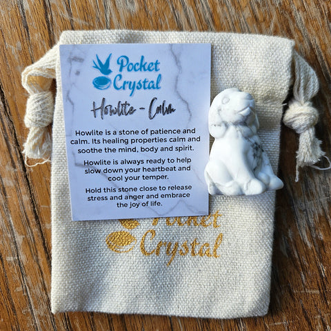Howlite Pocket Crystal Dog - Calm